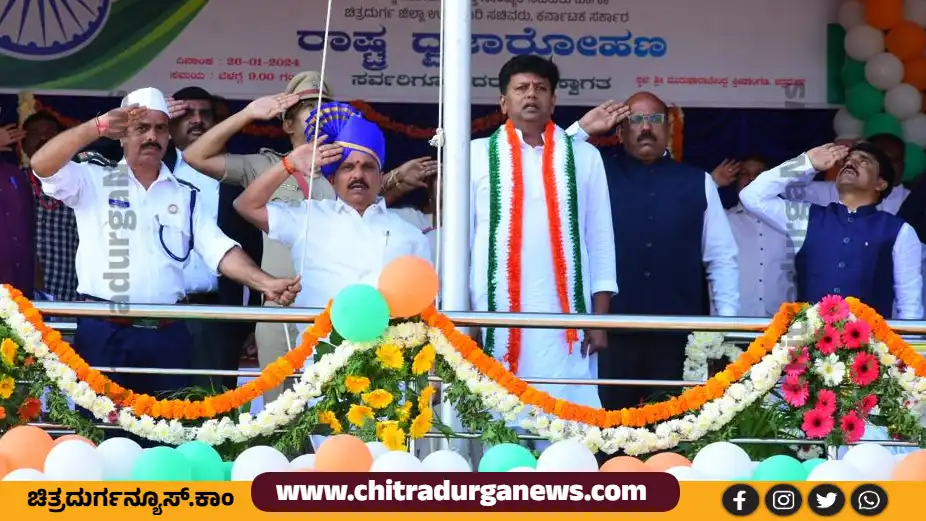 ರಾಷ್ಟ್ರಧ್ವಜಾರೋಹಣ ನೆರವೇರಿಸಿದ ಜಿಲ್ಲಾ ಉಸ್ತುವಾರಿ ಸಚಿವ ಡಿ.ಸುಧಾಕರ್